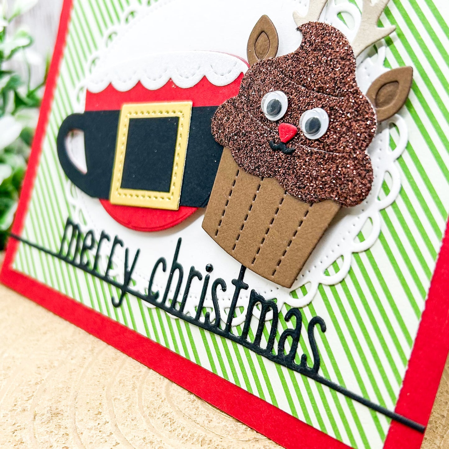 Merry Christmas Cupcake Rudolph Handmade Christmas Card-2