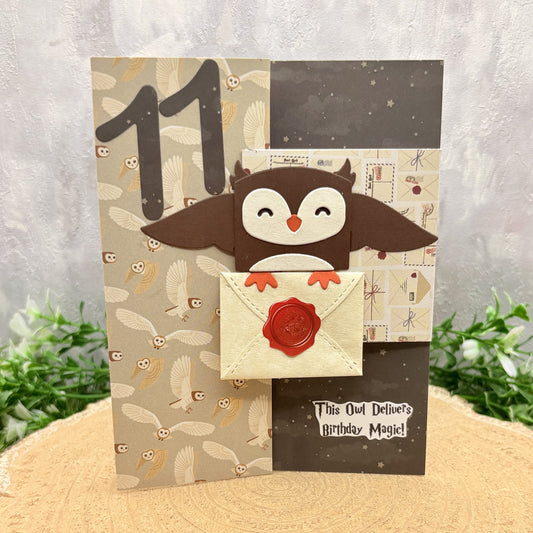 Messenger Owl Character Themed 11th Birthday Card