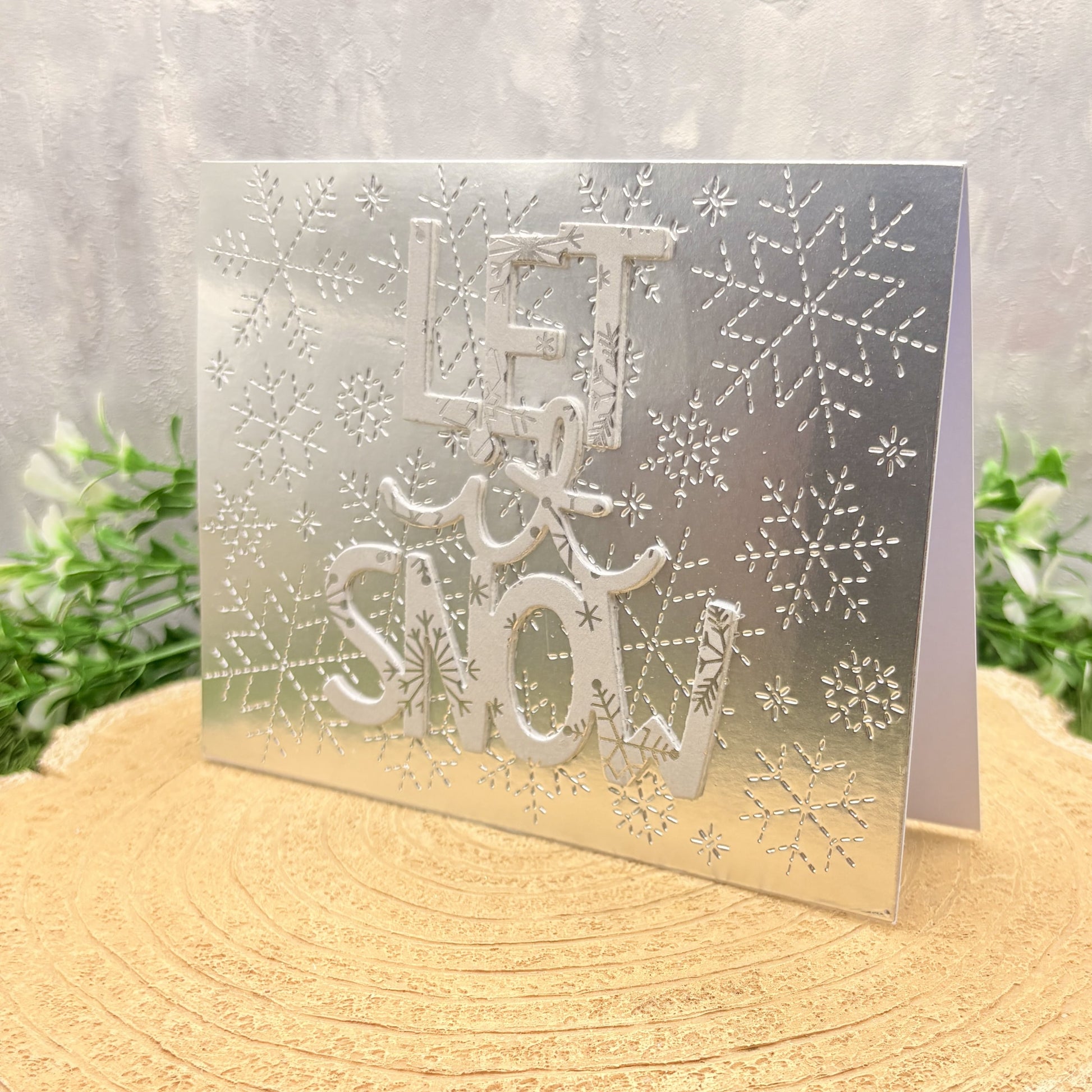 Metallic Silver Let It Snow Handmade Christmas Card-1