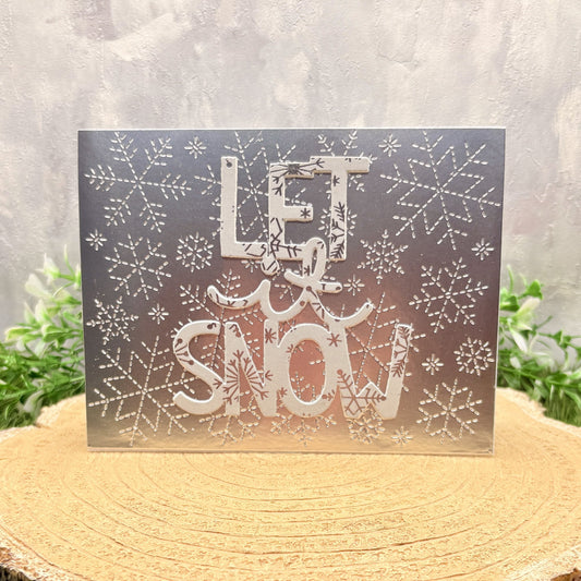 Metallic Silver Let It Snow Handmade Christmas Card