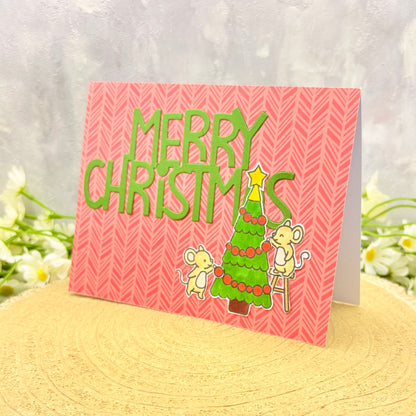 Mice Decorating Tree Handmade Christmas Card-1