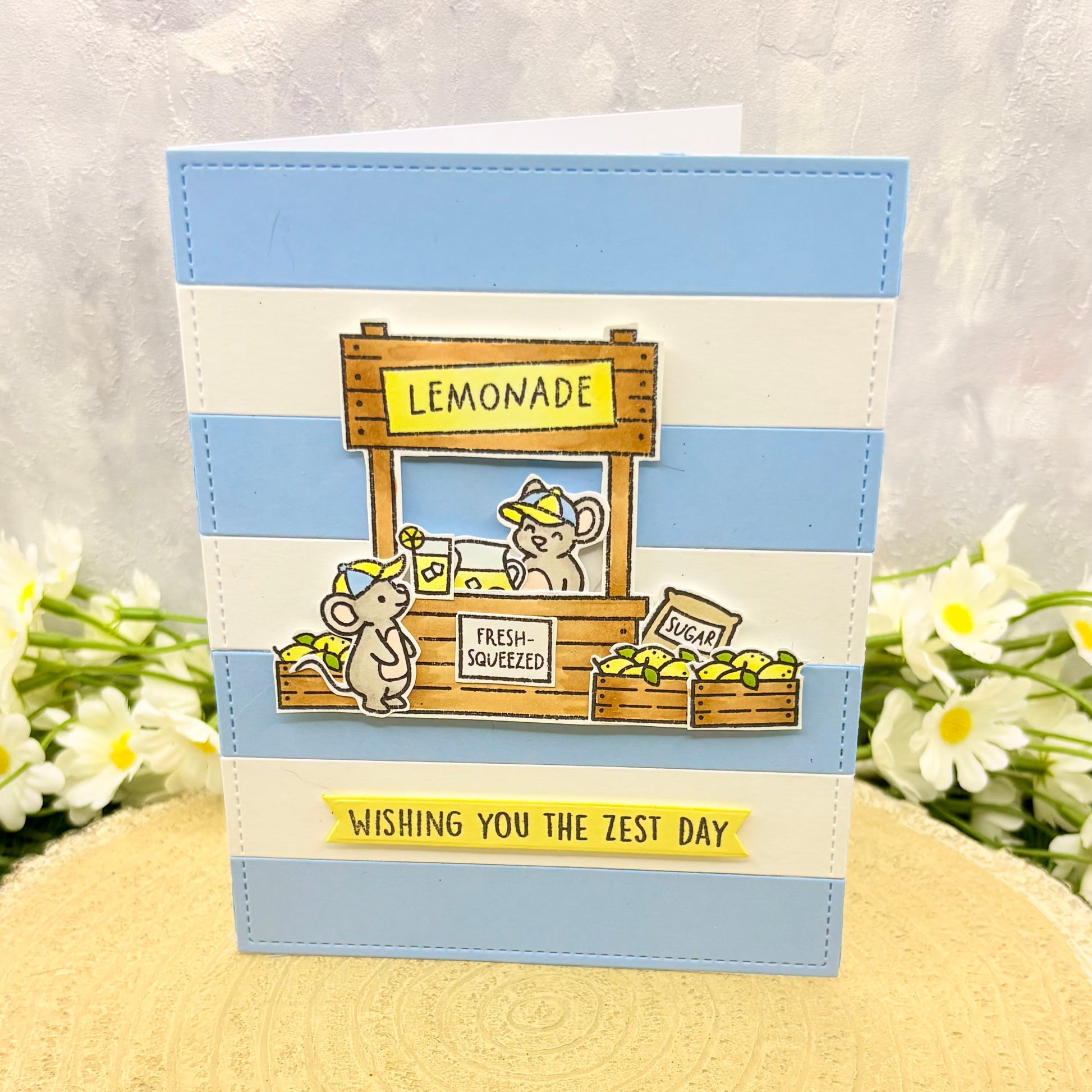 Mice Lemonade Stand Handmade Birthday Card-1
