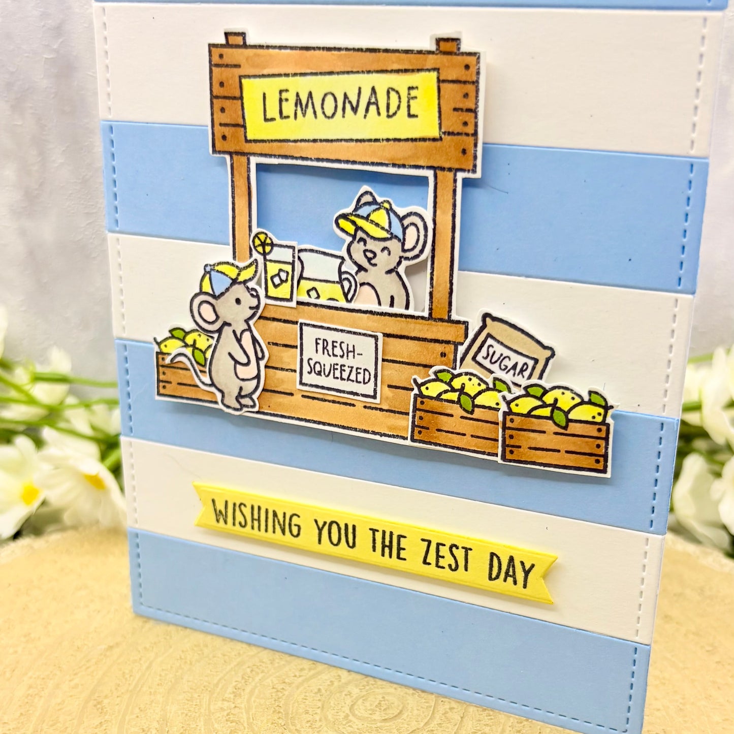 Mice Lemonade Stand Handmade Birthday Card-2
