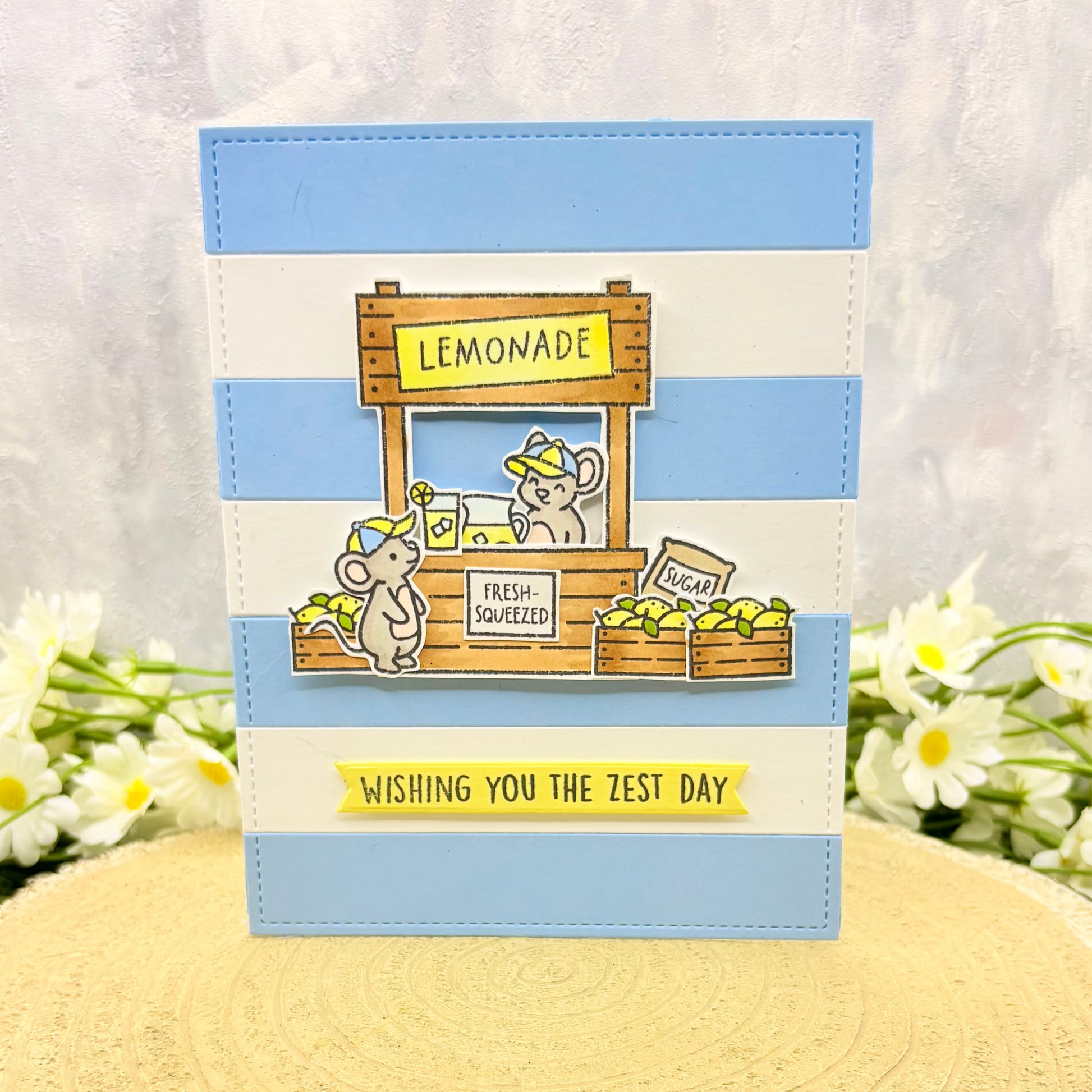 Mice Lemonade Stand Handmade Birthday Card