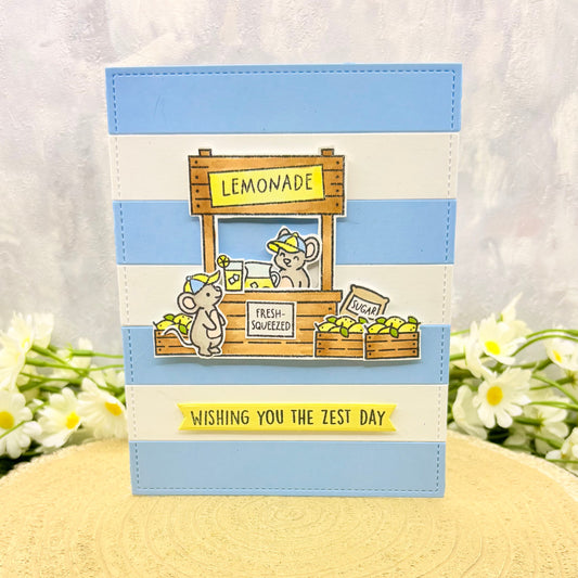 Mice Lemonade Stand Handmade Birthday Card