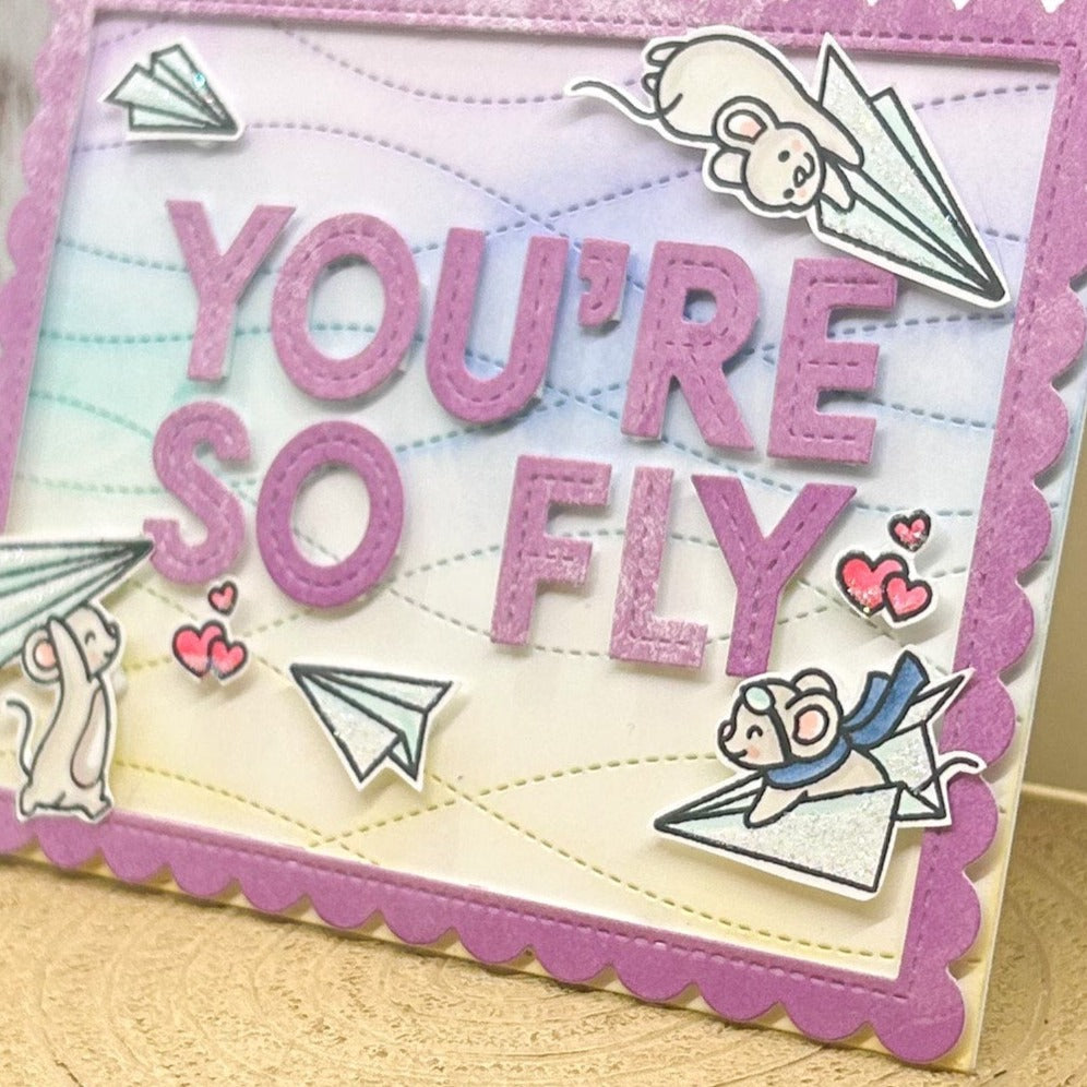 Mice Paper Planes You're So Fly Handmade Card