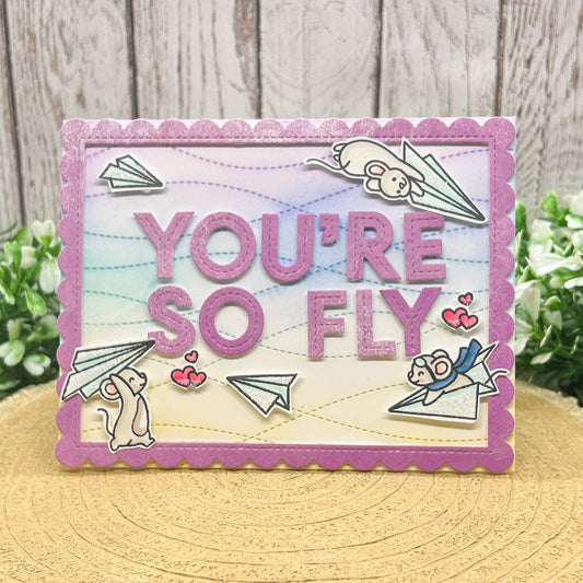 Mice Paper Planes You're So Fly Handmade Card