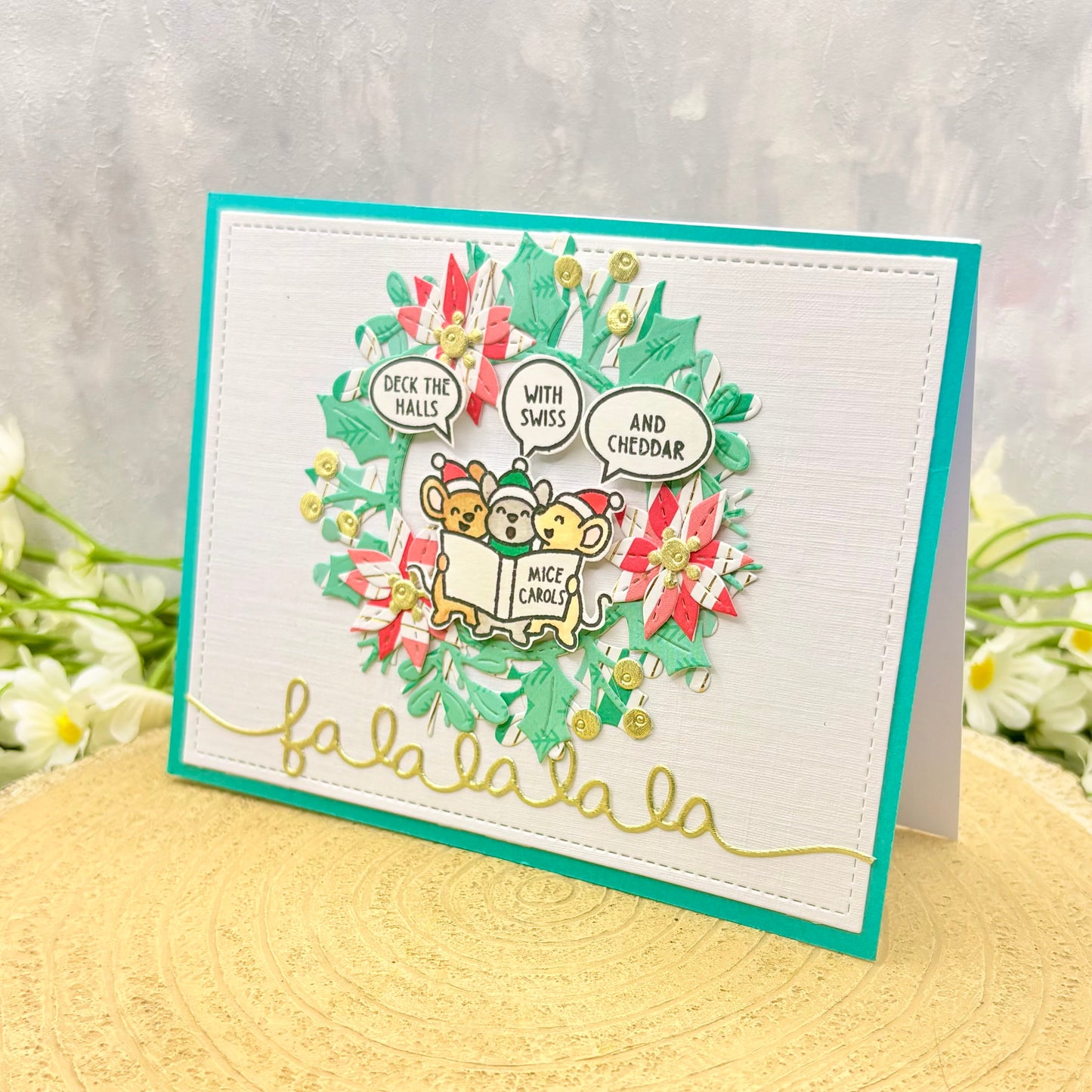 Mice Singing Carols Handmade Christmas Card-1