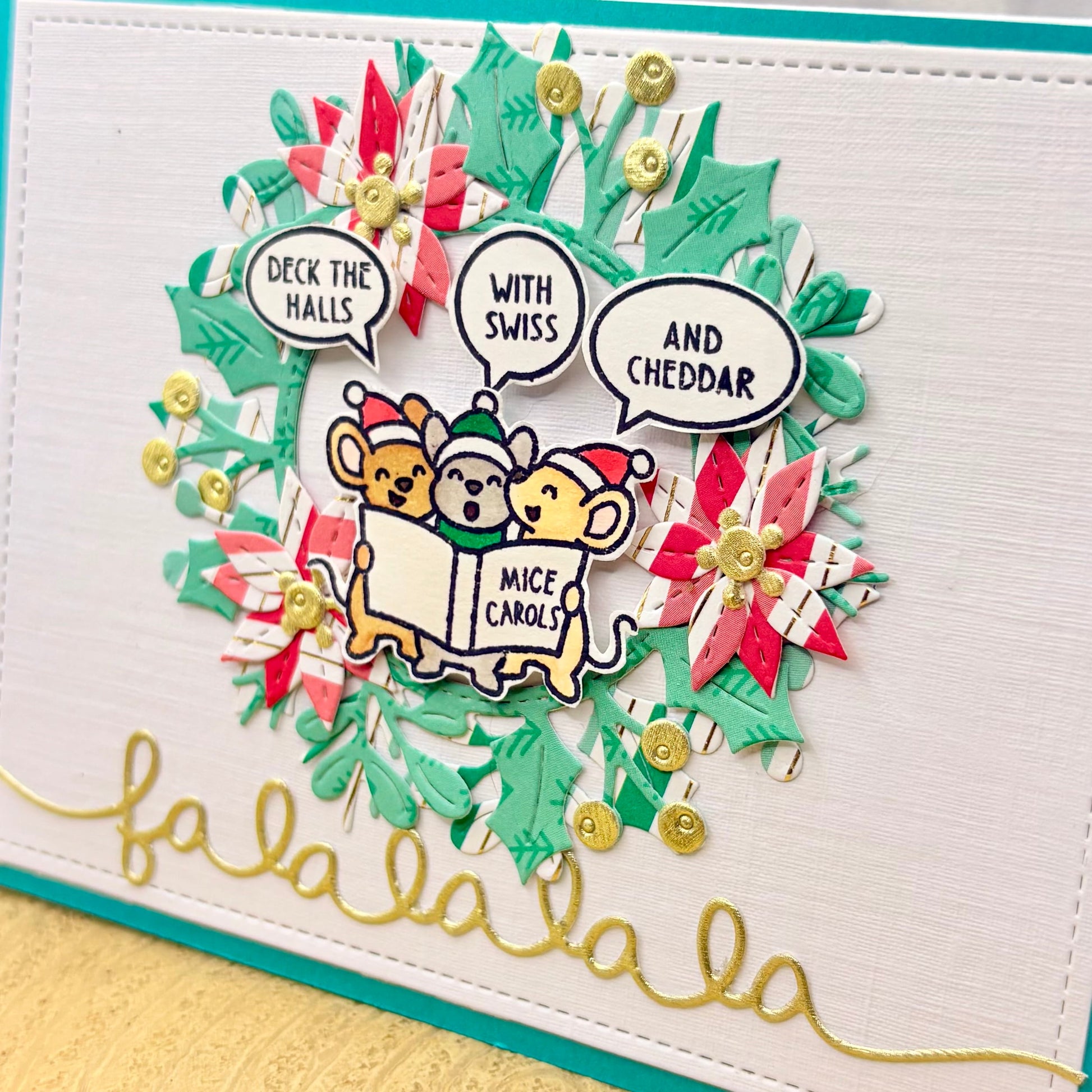 Mice Singing Carols Handmade Christmas Card-2