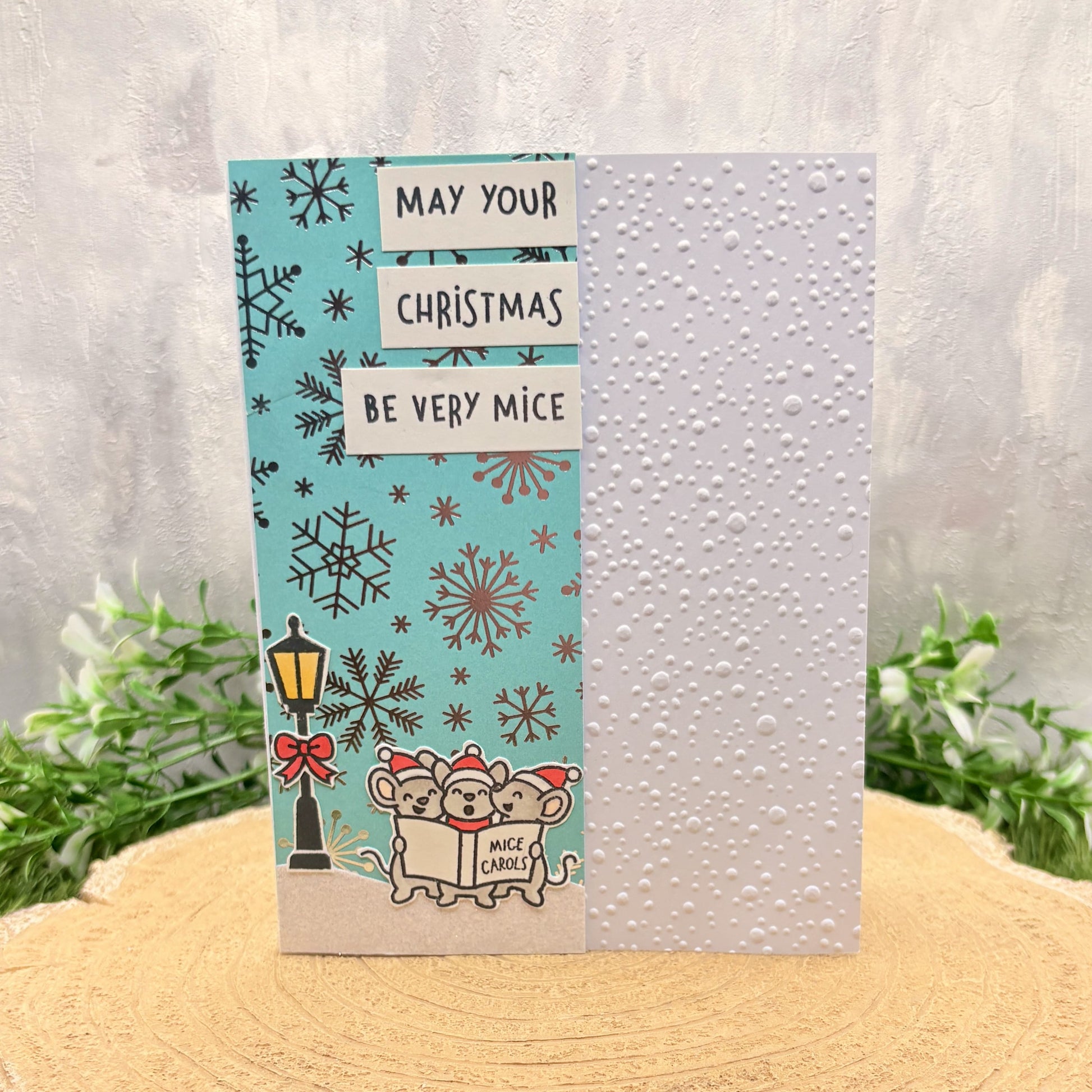 Mice Singing Carols Handmade Christmas Card