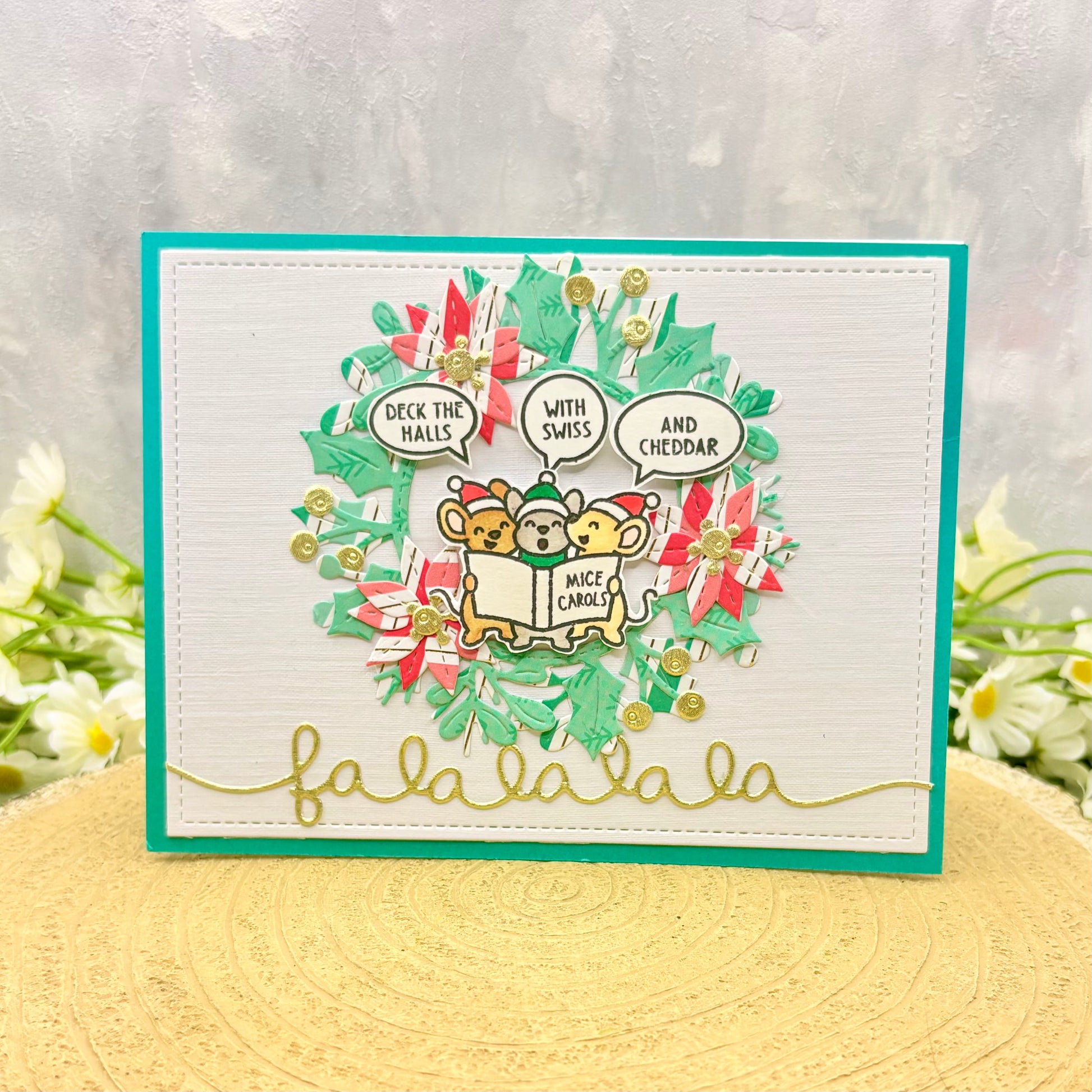Mice Singing Carols Handmade Christmas Card