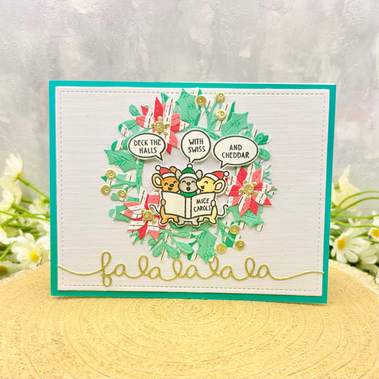 Mice Singing Carols Handmade Christmas Card
