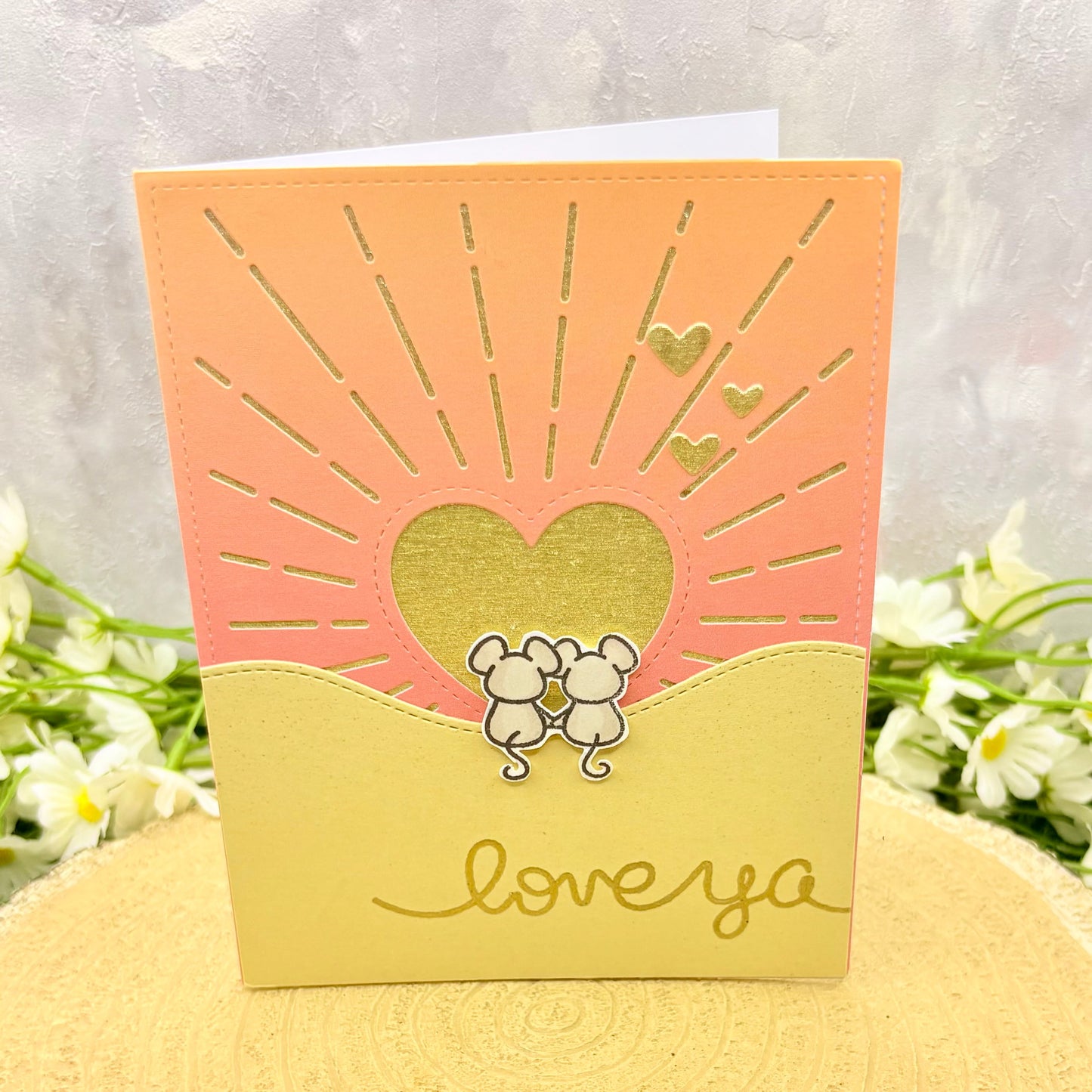 Mice Staring at Sunset Love Ya Handmade Card-1