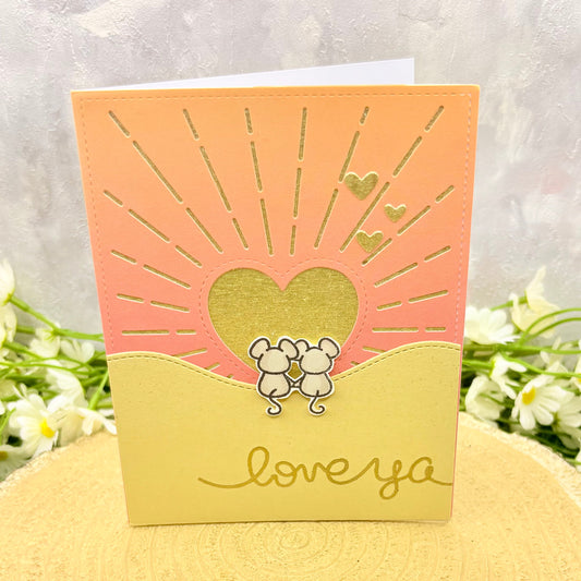 Mice Staring at Sunset Love Ya Handmade Card-1