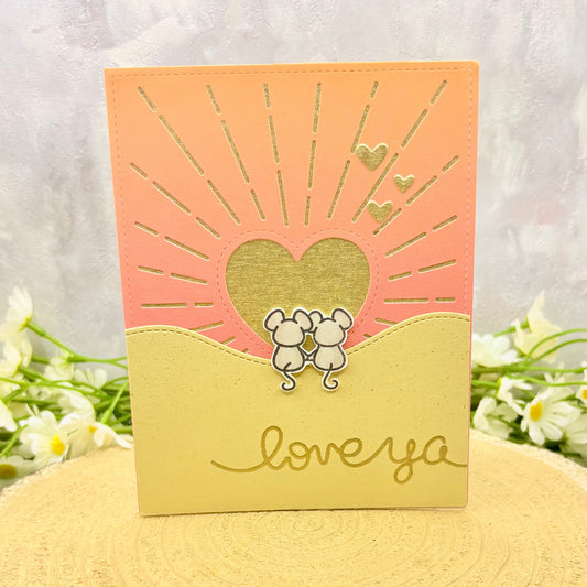 Mice Staring at Sunset Love Ya Handmade Card