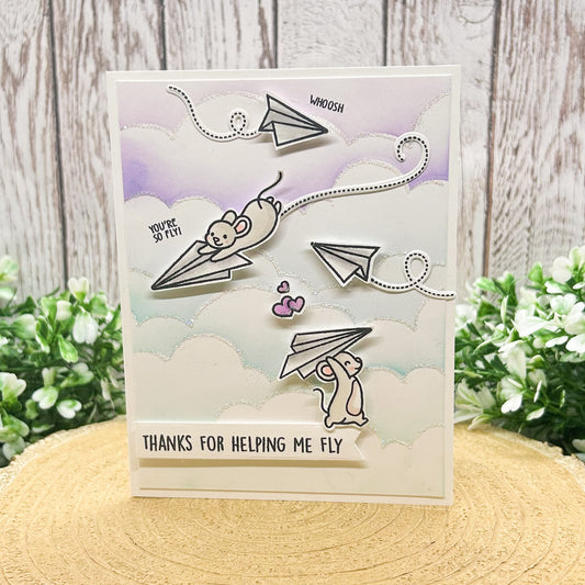 Mice Thanks For Helping Me Fly Handmade Thank You Card