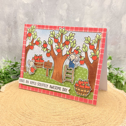 Mice & Apple Trees Handmade Birthday Card