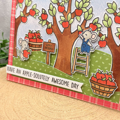 Mice & Apple Trees Handmade Birthday Card