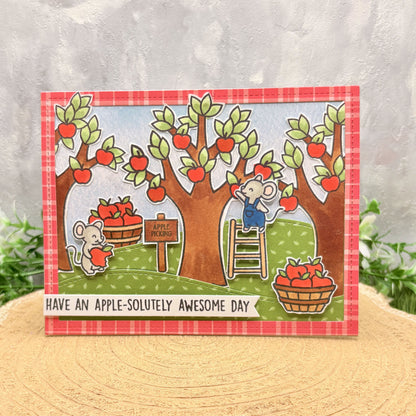 Mice & Apple Trees Handmade Birthday Card