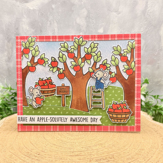 Mice & Apple Trees Handmade Birthday Card