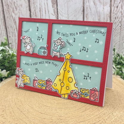 Mice & Cheese Pun Handmade Christmas Card-1