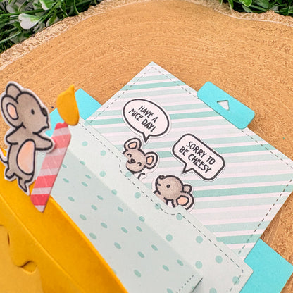 Mice & Cheese Pun Quotes Handmade Pull Reveal Birthday Card-3