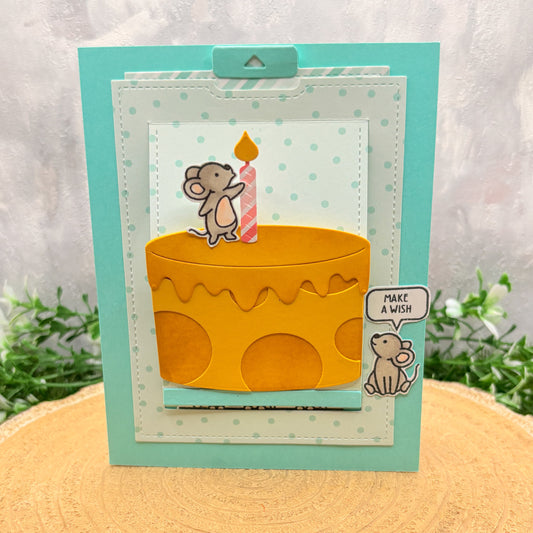 Mice & Cheese Pun Quotes Handmade Pull Reveal Birthday Card