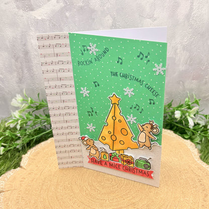 Mice & Cheese Tree Handmade Christmas Card-1