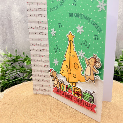 Mice & Cheese Tree Handmade Christmas Card-2