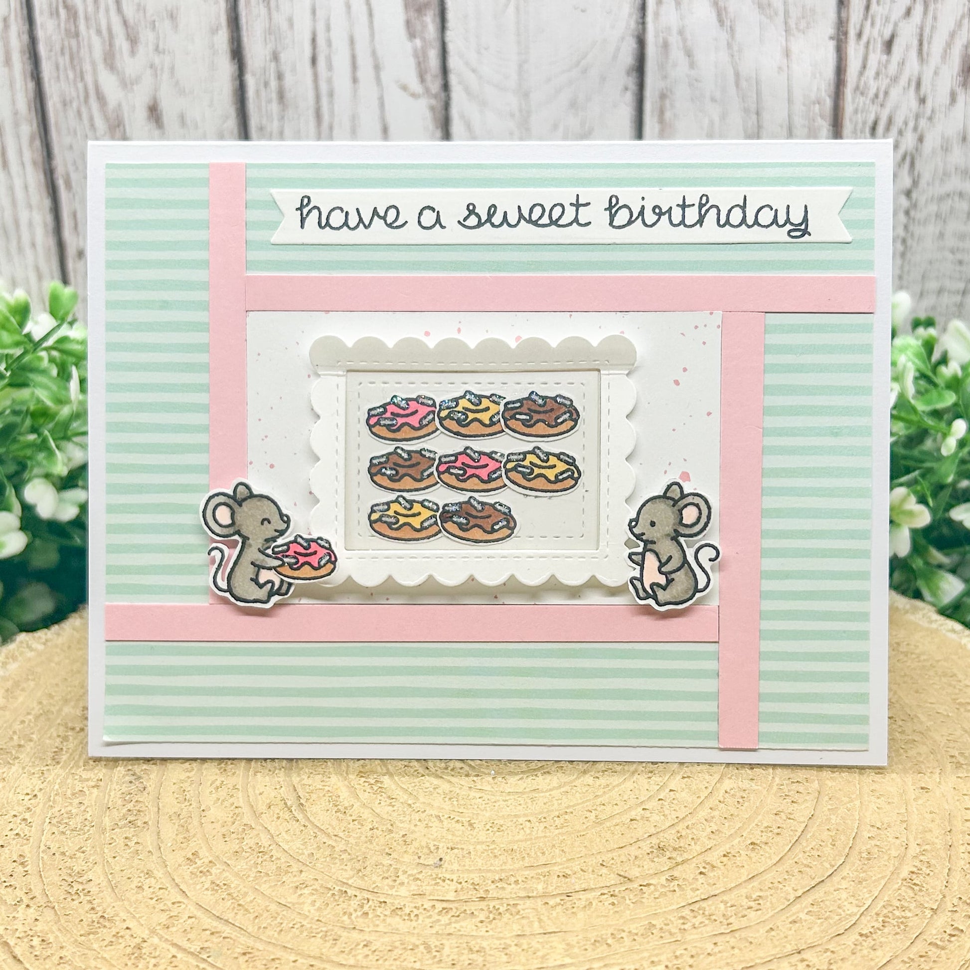 Mice & Donuts Handmade Birthday Card