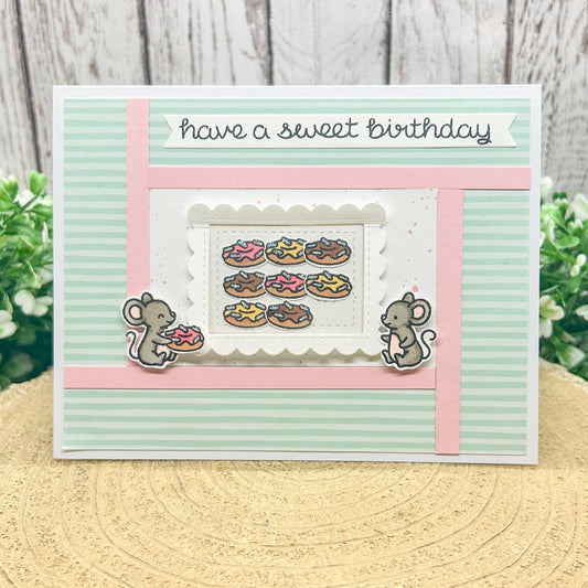 Mice & Donuts Handmade Birthday Card