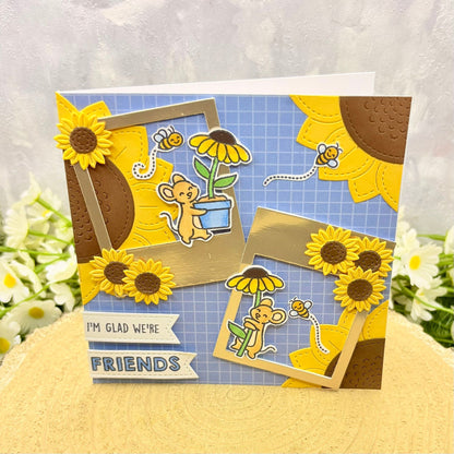 Mice & Sunflowers Handmade Friendship Card-1