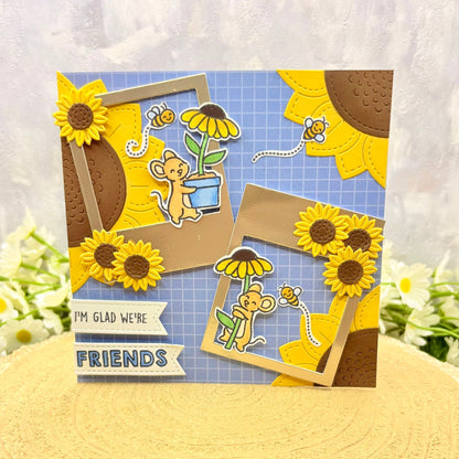 Mice & Sunflowers Handmade Friendship Card