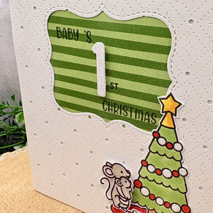 Mice & Tree Handmade Baby's First Christmas Card-2