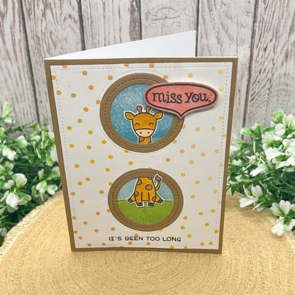 Miss You Funny Giraffe Pun Handmade Card-1