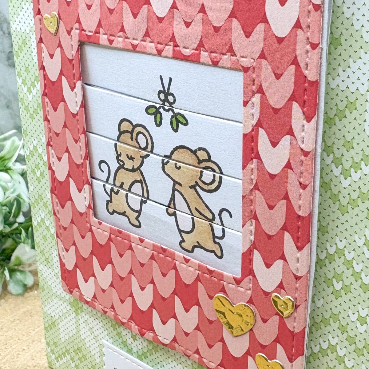 Mistletoe Kisses Pull Tab Reveal Handmade Christmas Card-2