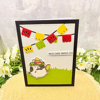 Moo-chas Grass-ias Cow Handmade Thank You Card-1