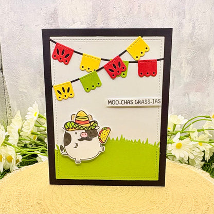 Moo-chas Grass-ias Cow Handmade Thank You Card