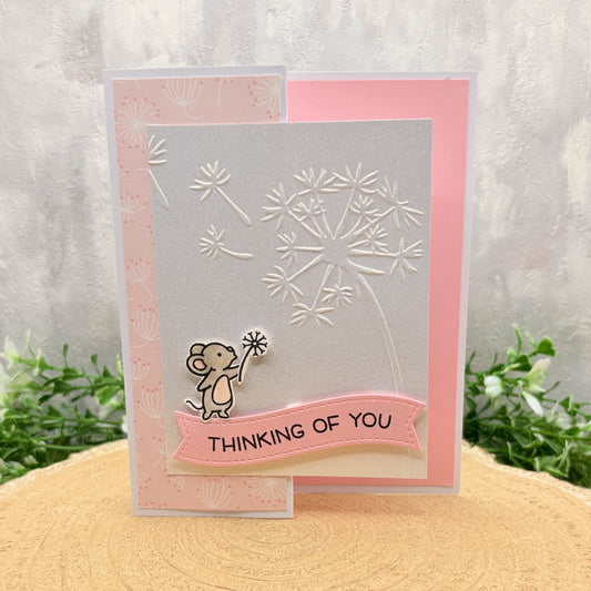 Mouse Blowing Dandelion Handmade Thinking of You Card