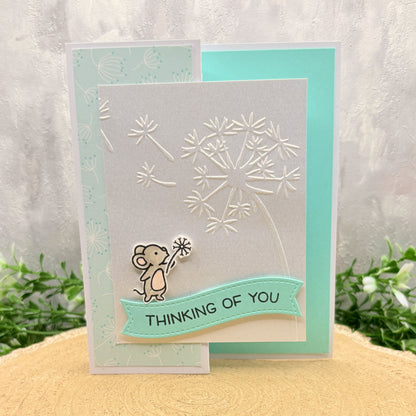 Mouse Blowing Dandelion Handmade Thinking of You Card