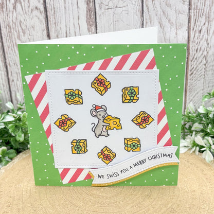 Mouse Cheese Puns Handmade Christmas Card-1