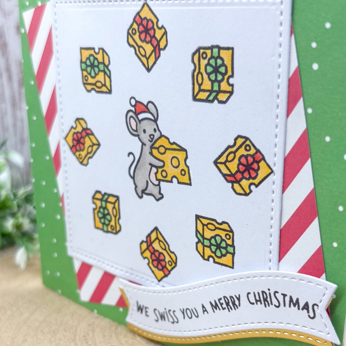Mouse Cheese Puns Handmade Christmas Card-2
