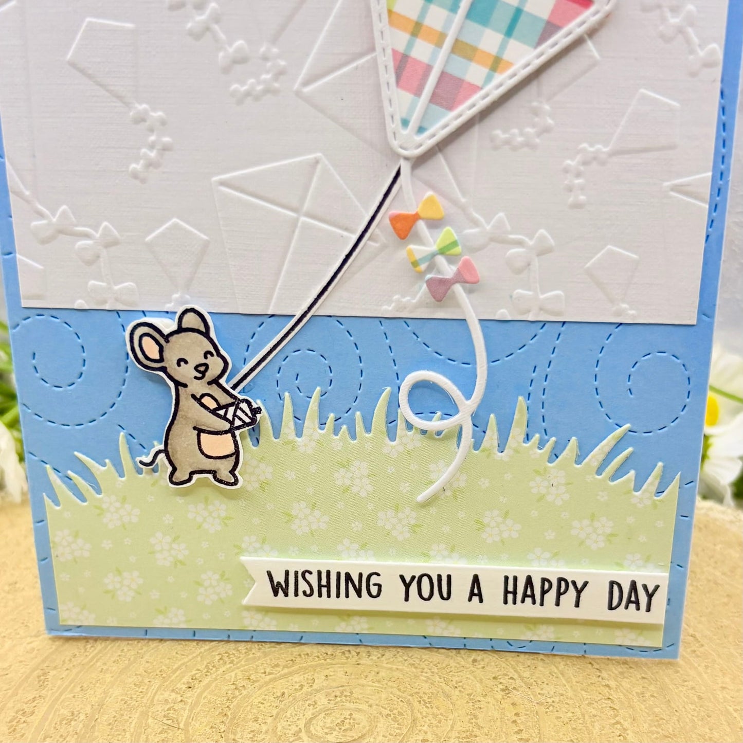 Mouse Flying Kite Handmade Birthday Card-2
