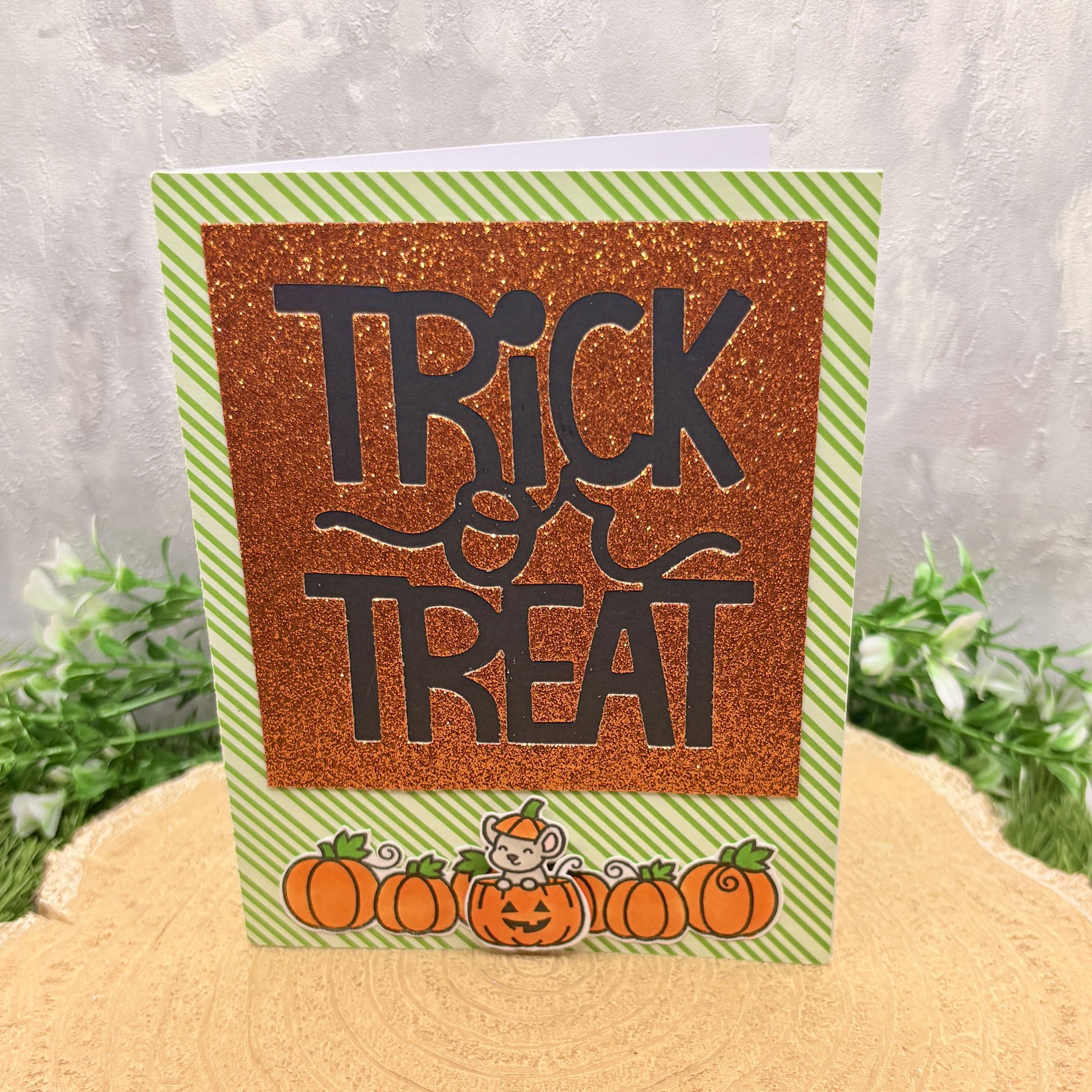 Mouse In Pumpkin Handmade Halloween Card-1