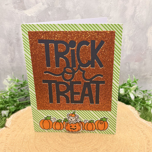 Mouse In Pumpkin Handmade Halloween Card-1