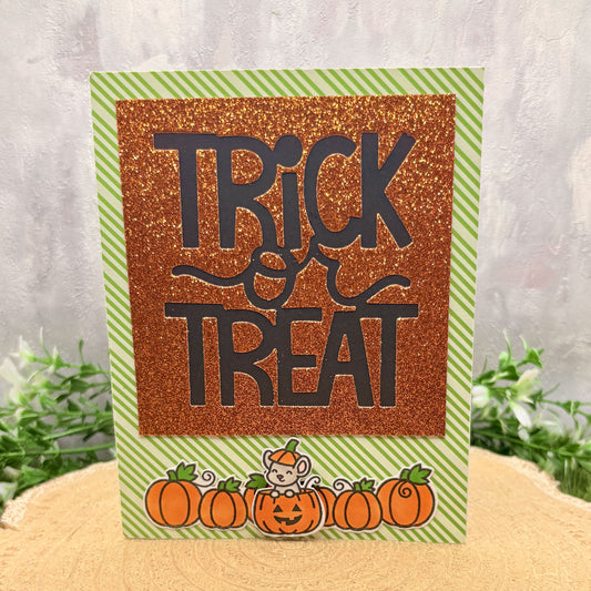 Mouse In Pumpkin Handmade Halloween Card