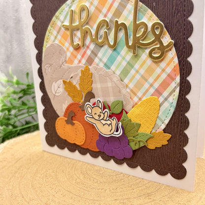 Mouse On Leaves Handmade Thank You Card-2