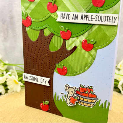 Mouse Picking Apples Handmade Birthday Card-2