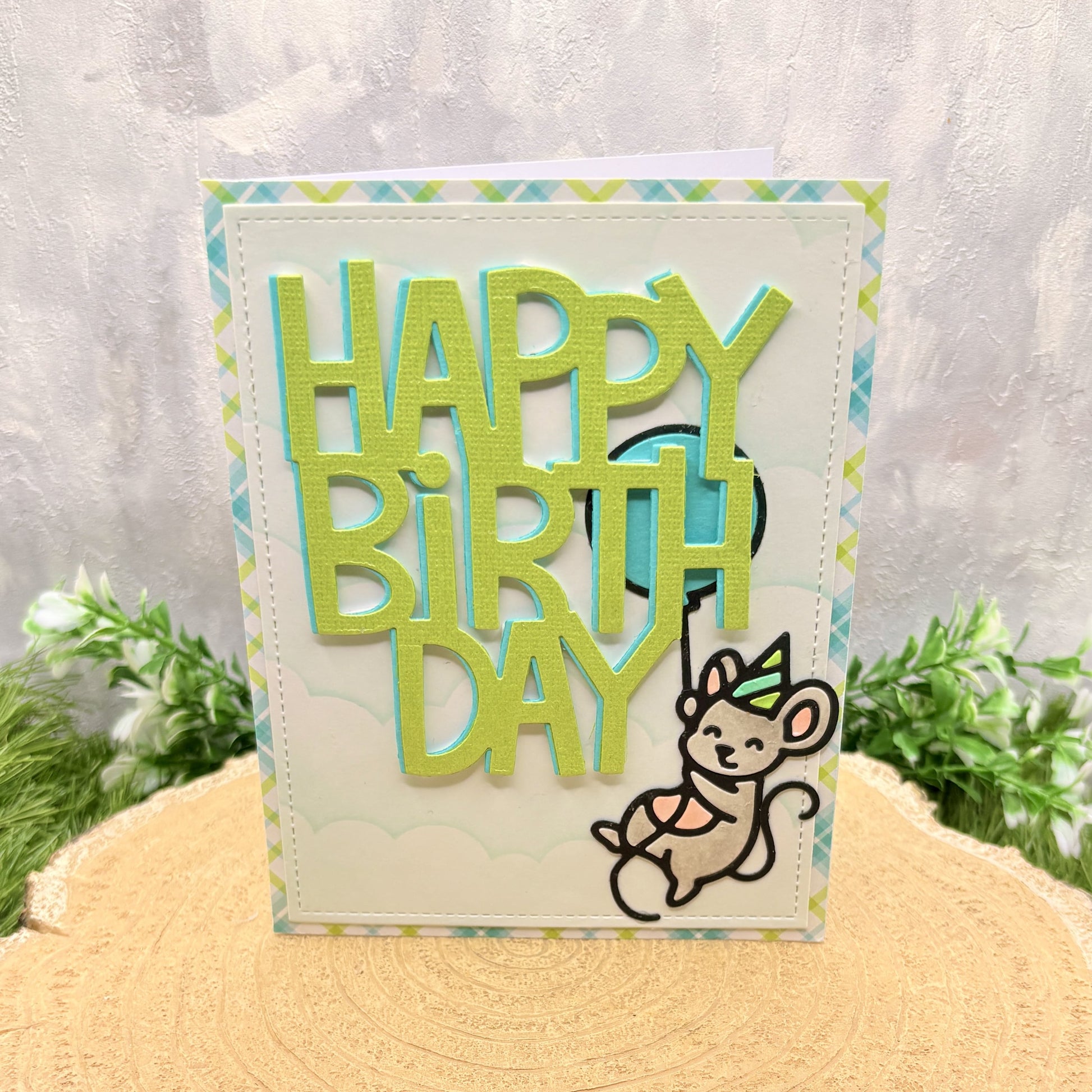 Mouse & Balloon Handmade Birthday Card-1