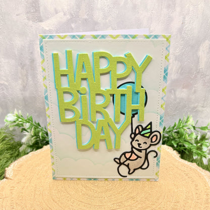 Mouse & Balloon Handmade Birthday Card-1